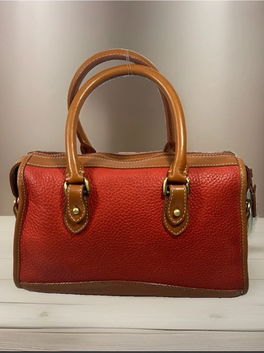 🦆 DOONEY & BOURKE AWL RED PEBBLED SATCHEL WITH TAN TRIM VINTAGE